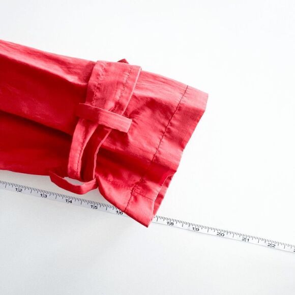 Zara Basic Women's Lined Belted Trench Jacket Coat Double Breasted Red Large - Picture 7 of 8